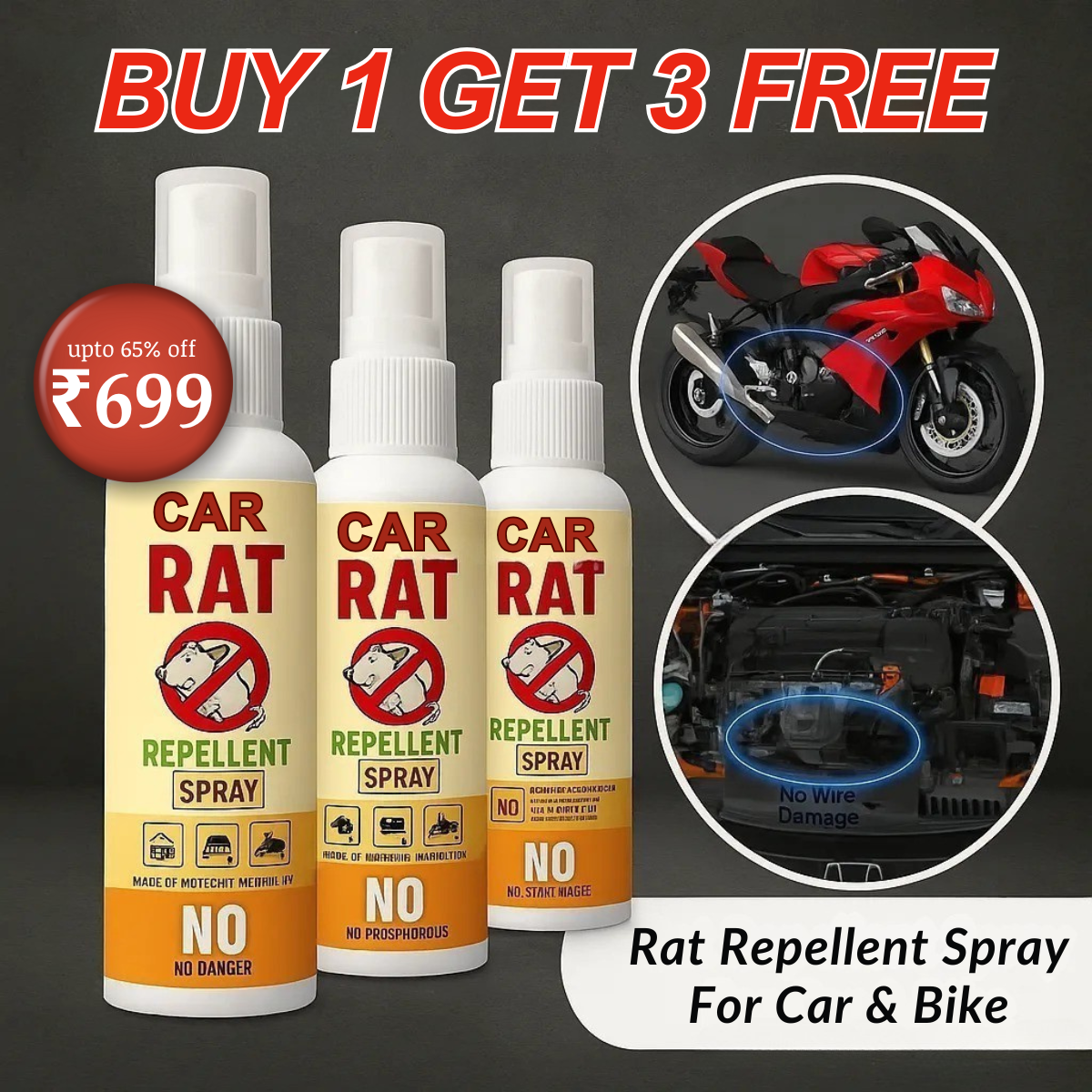 Rat-Guard Rat Control Spray | Non-Toxic Repellent for Cars & Bikes | 🔥BUY 1 GET 3 FREE🔥