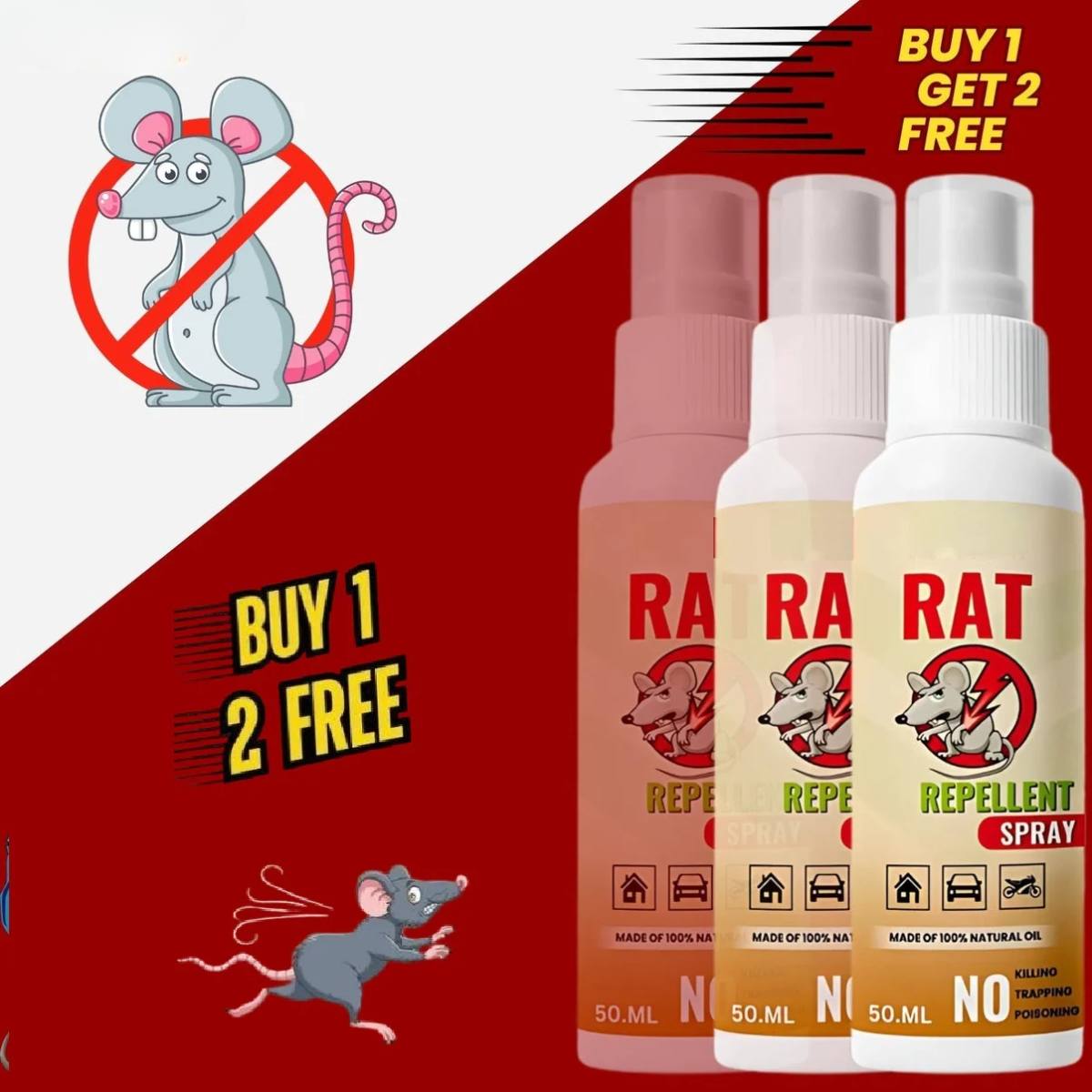 Rat-Guard Rat Control Spray | Non-Toxic Repellent for Cars & Bikes | 🔥BUY 1 GET 3 FREE🔥