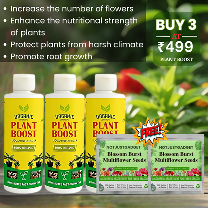 Plant Booster Pack of 3 with 2 Free Flower Seeds Packs