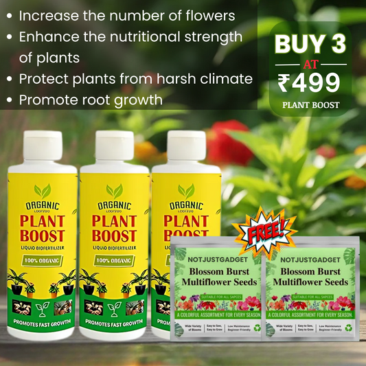 Plant Booster Pack of 3 with 2 Free Flower Seeds Packs